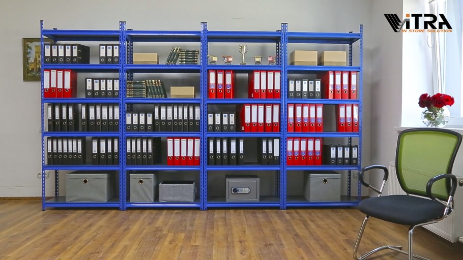 Промет стеллаж металлический с пластиковыми ящиками