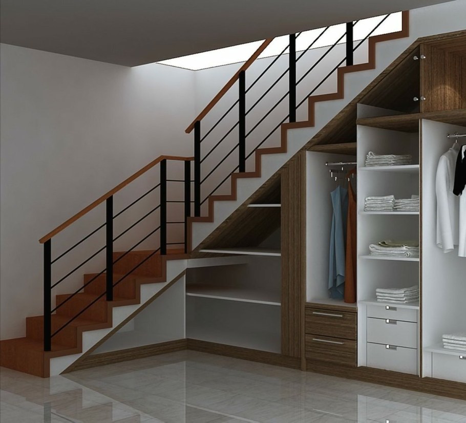 Шкаф купе под лестницей