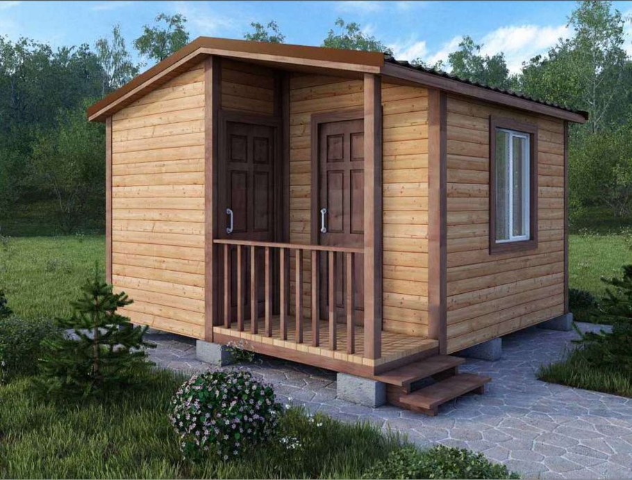 Бытовка с верандой 2,3м * 5,8м, утепленная