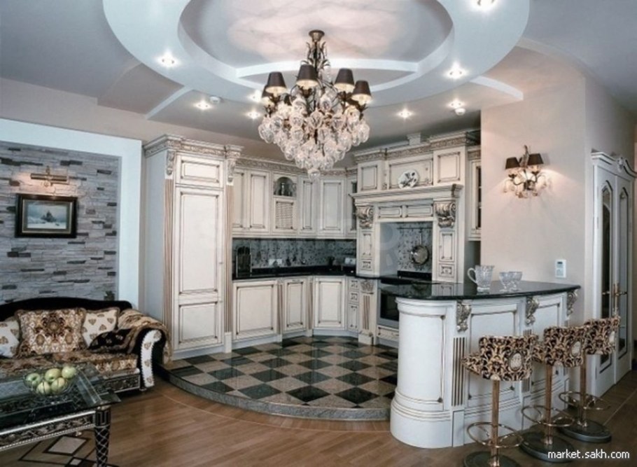 Элитная гостиная с кухней