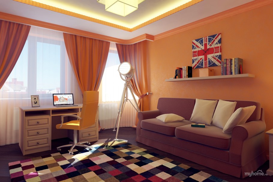 Детская комната с 2 окнами на одной стене