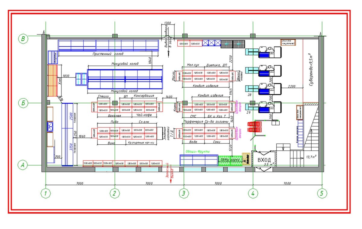 Чертеж магазина продуктов