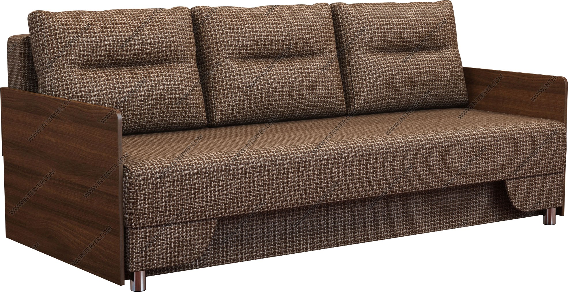 Угловой диван с деревянными подлокотниками и угловой