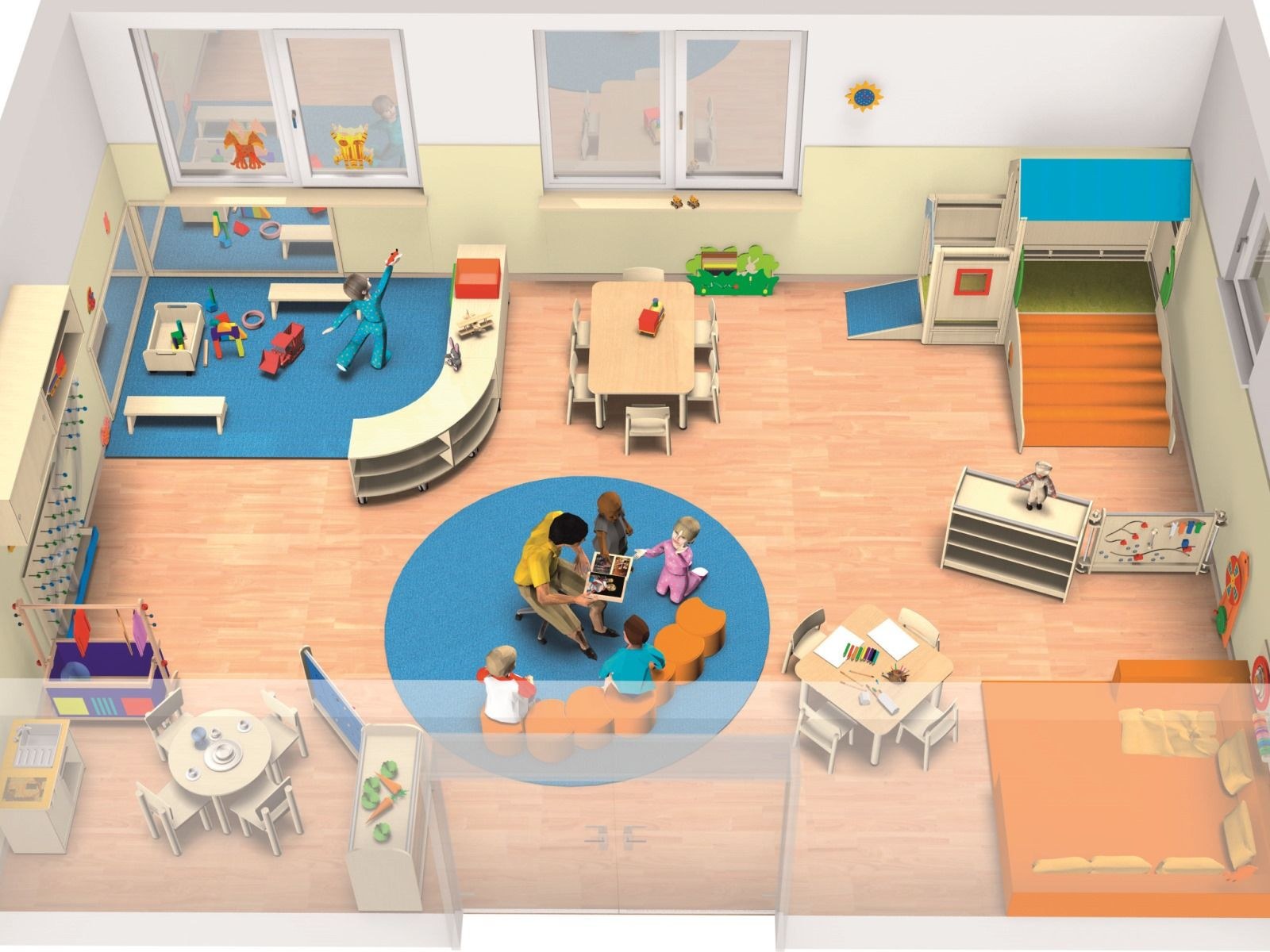 Планировка комнаты в детском саду