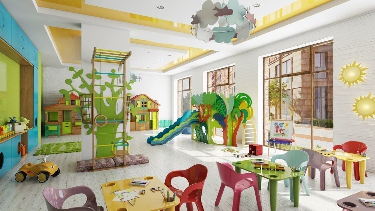 Загородный детский центр. Детский сад будущего. Игровая комната в детском саду. Комнаты детского сада будущего. Дизайн детского сада.