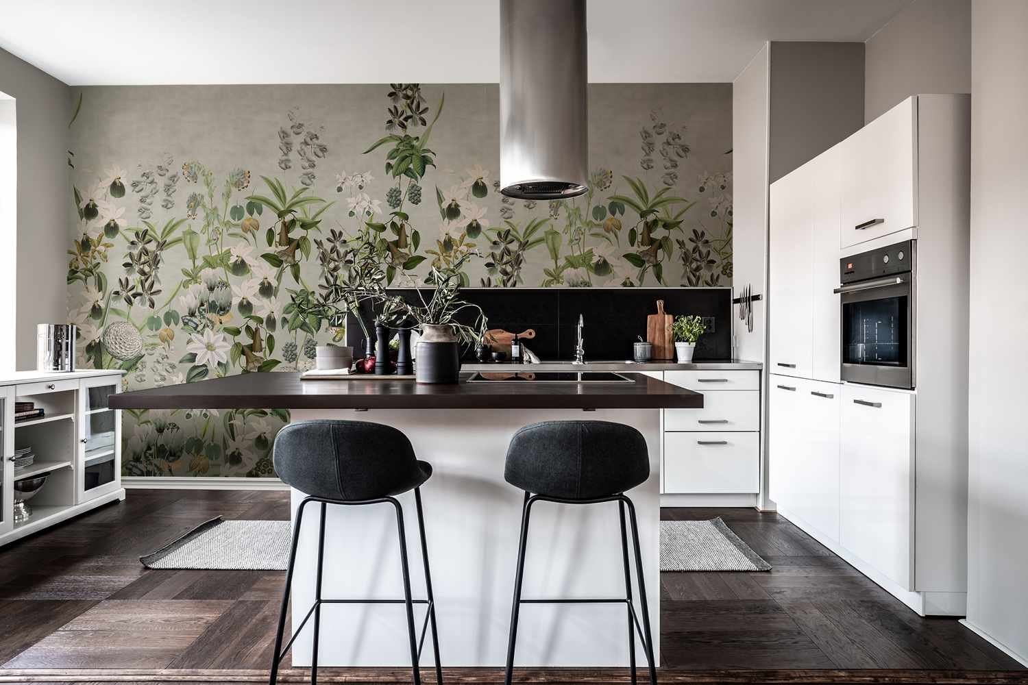 Обои на кухню дизайн интерьера комбинированные в доме фото в современном