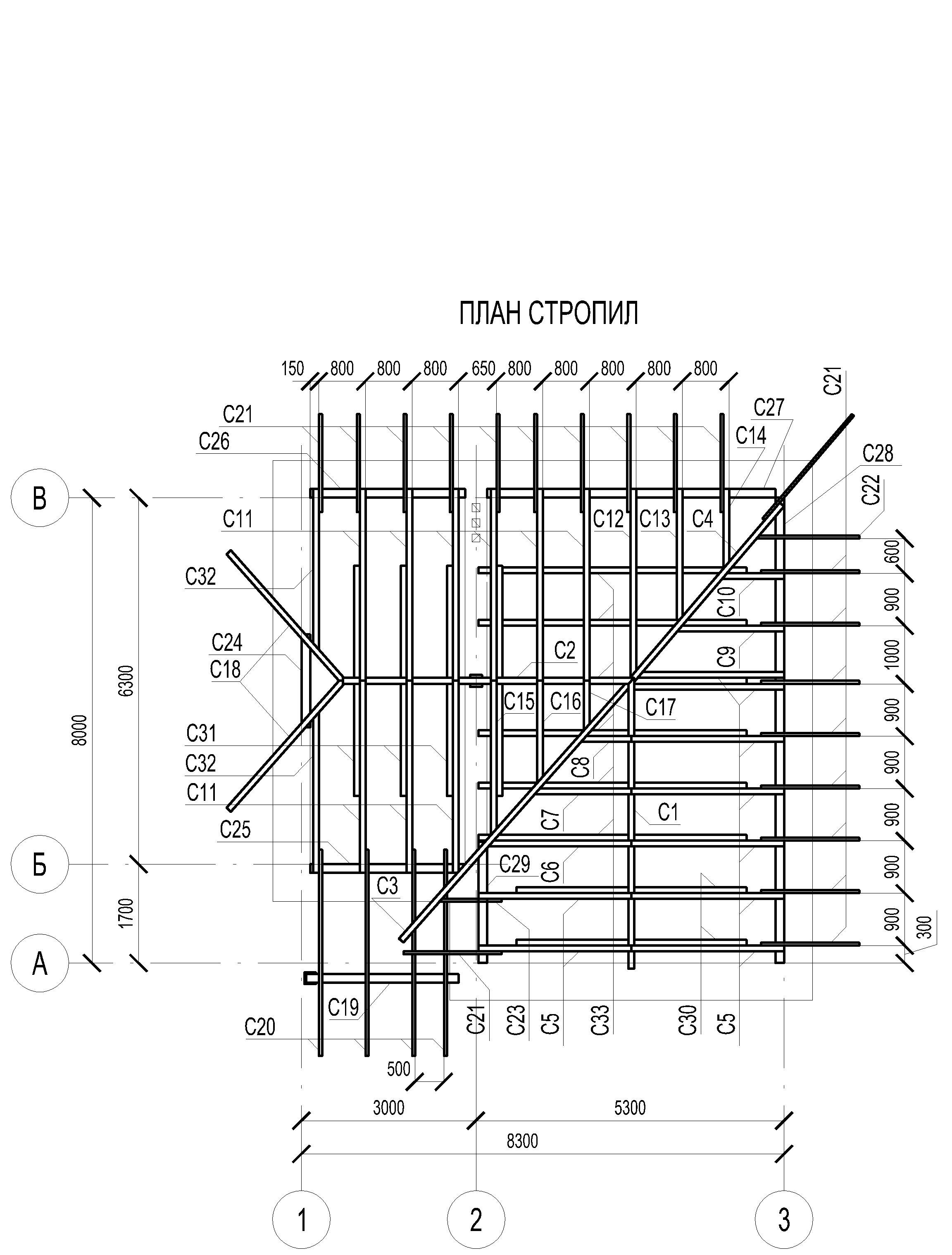 План стропильной системы