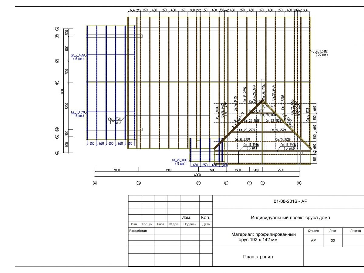Стропильная система чертеж
