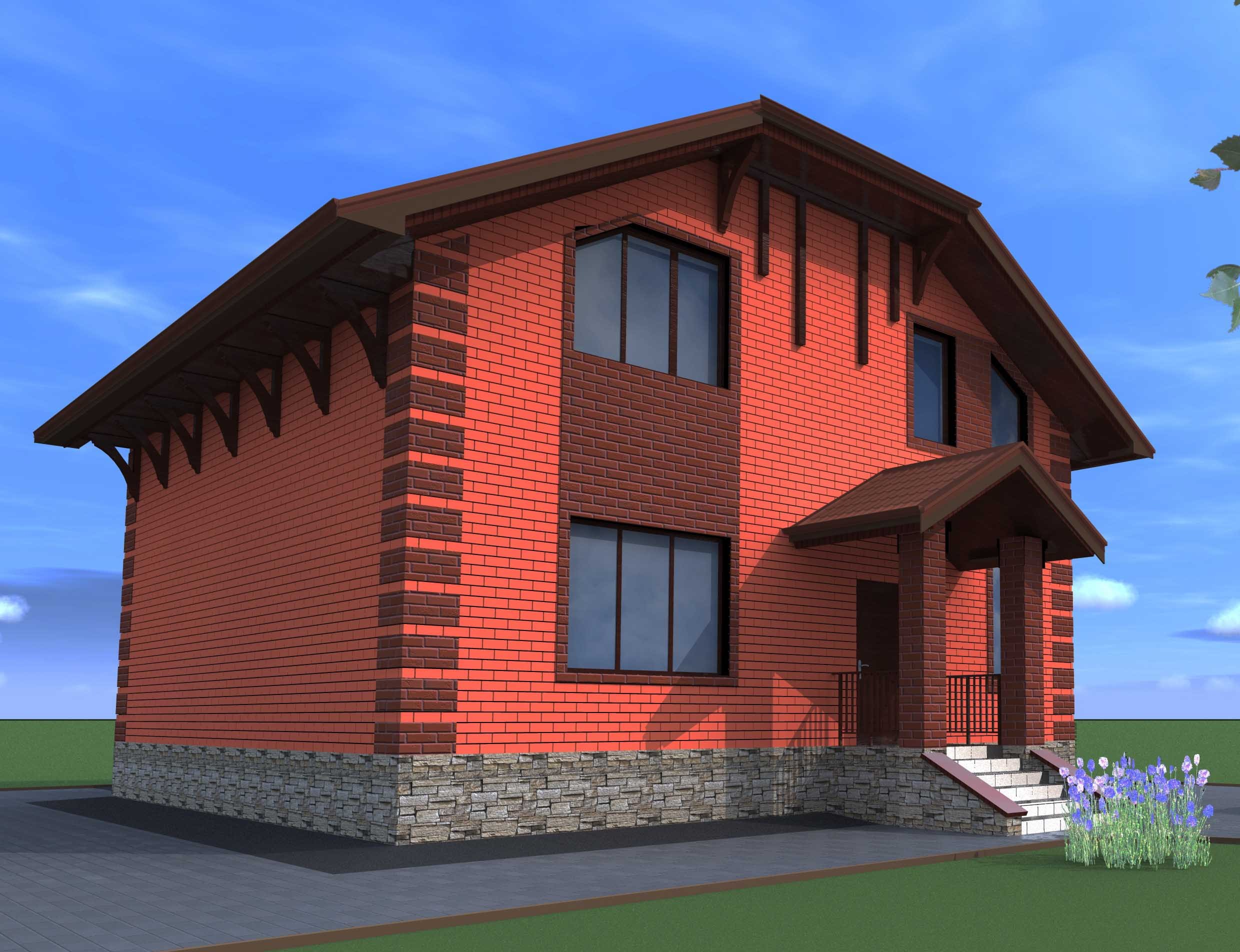 Лицевая сторона дома. Кирпичный дом. Проекты коттеджей из кирпича. Двухэтажный дом. Двухэтажный дом из красного кирпича.