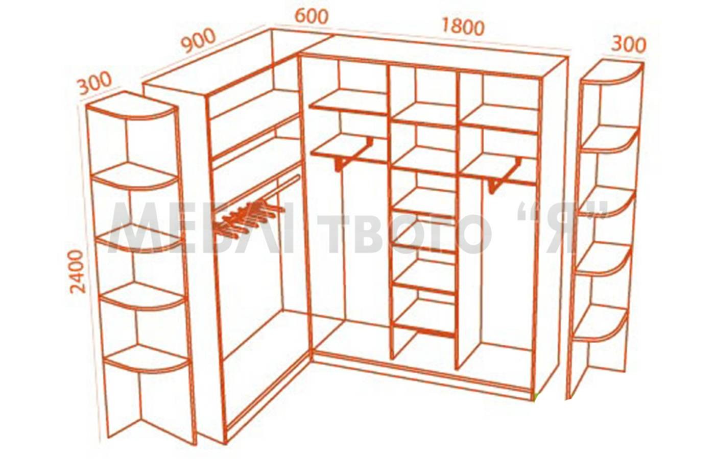 Шкаф купе длина 1500 высота 2600 угловой