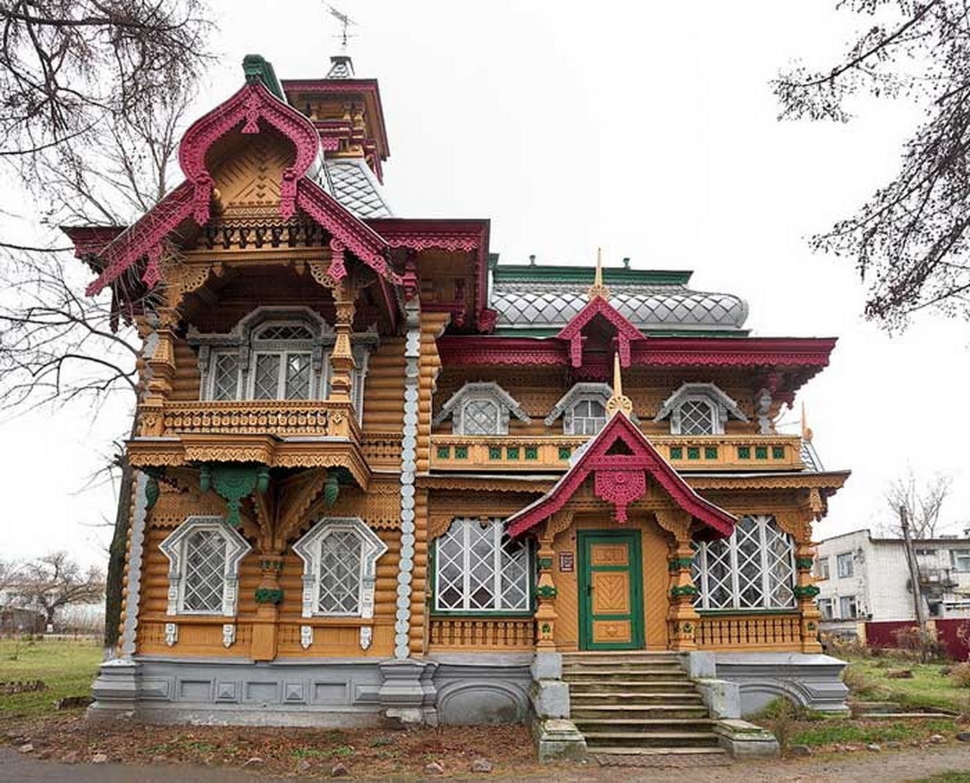 Деревянная архитектура. Терем купца Бугрова в Володарске. Терем дача купца Бугрова. Дача купца Бугрова. Дача купца Бугрова у станции Сейма.