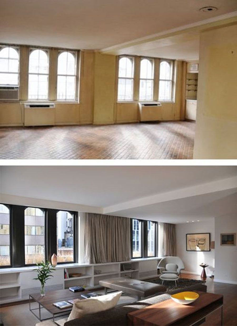 Отделка комнаты до и после