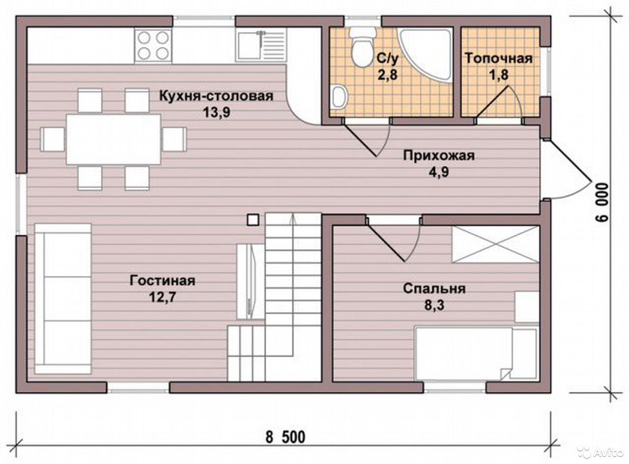 Планировка дачного домика 6х8 двухэтажный