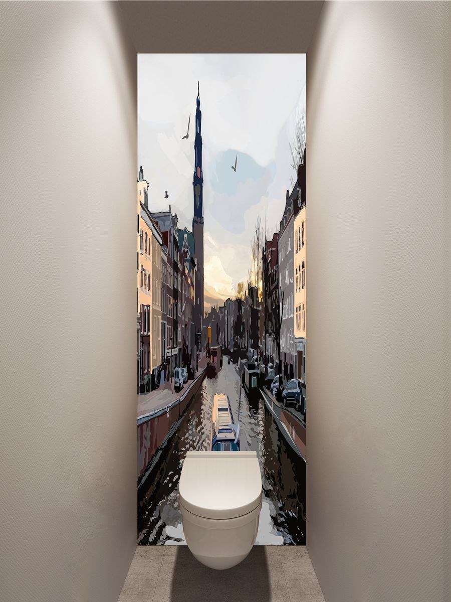 Отделка туалета обоями