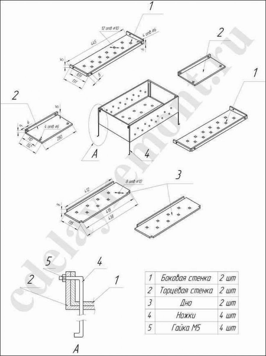 Виды мангалов из металла и чертежи (58 фото)