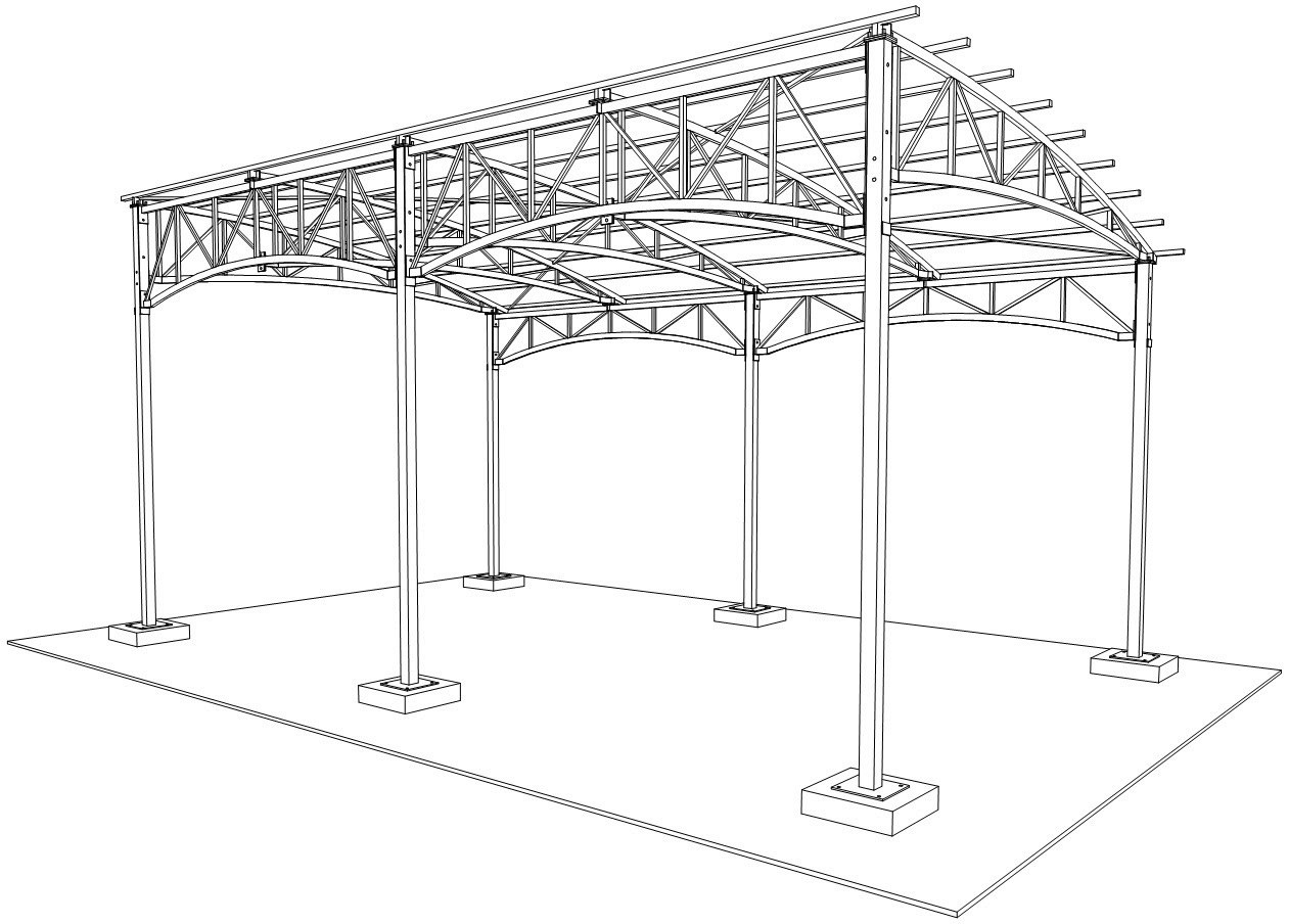 Чертежи навесов из металлопрофиля односкатный