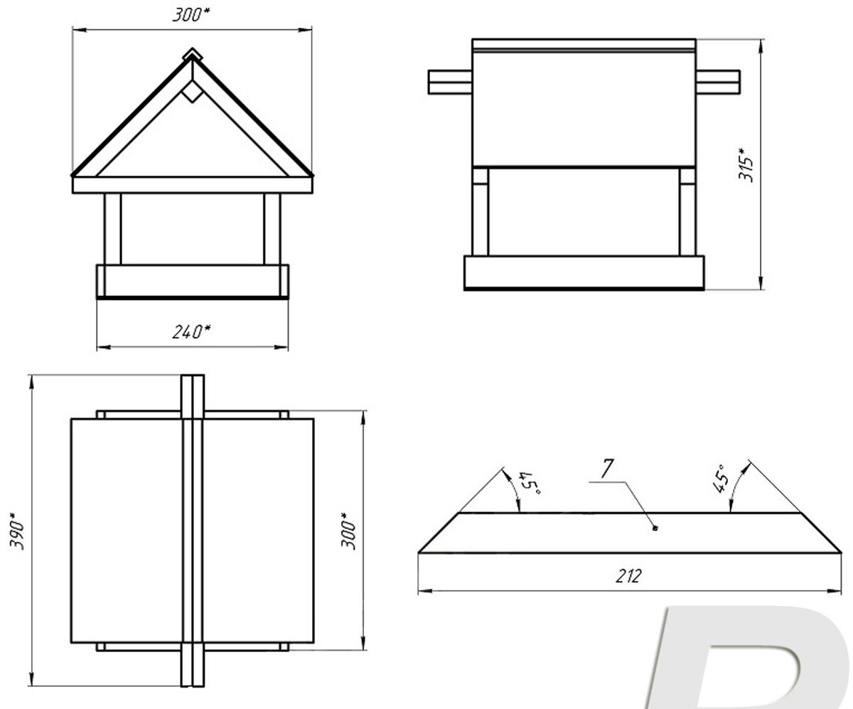 Для птиц размеры чертеж. Чертеж кормушки вид сбоку сверху спереди. Кормушка для птиц 5 класс технология чертеж. Кормушка для птиц схема чертеж. Сборочный чертеж кормушки для птиц.