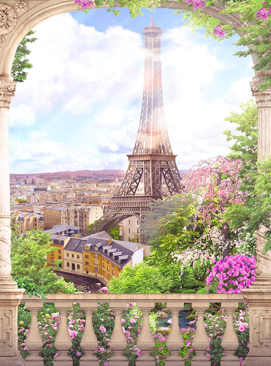 Фреска Париж Эйфелева башня