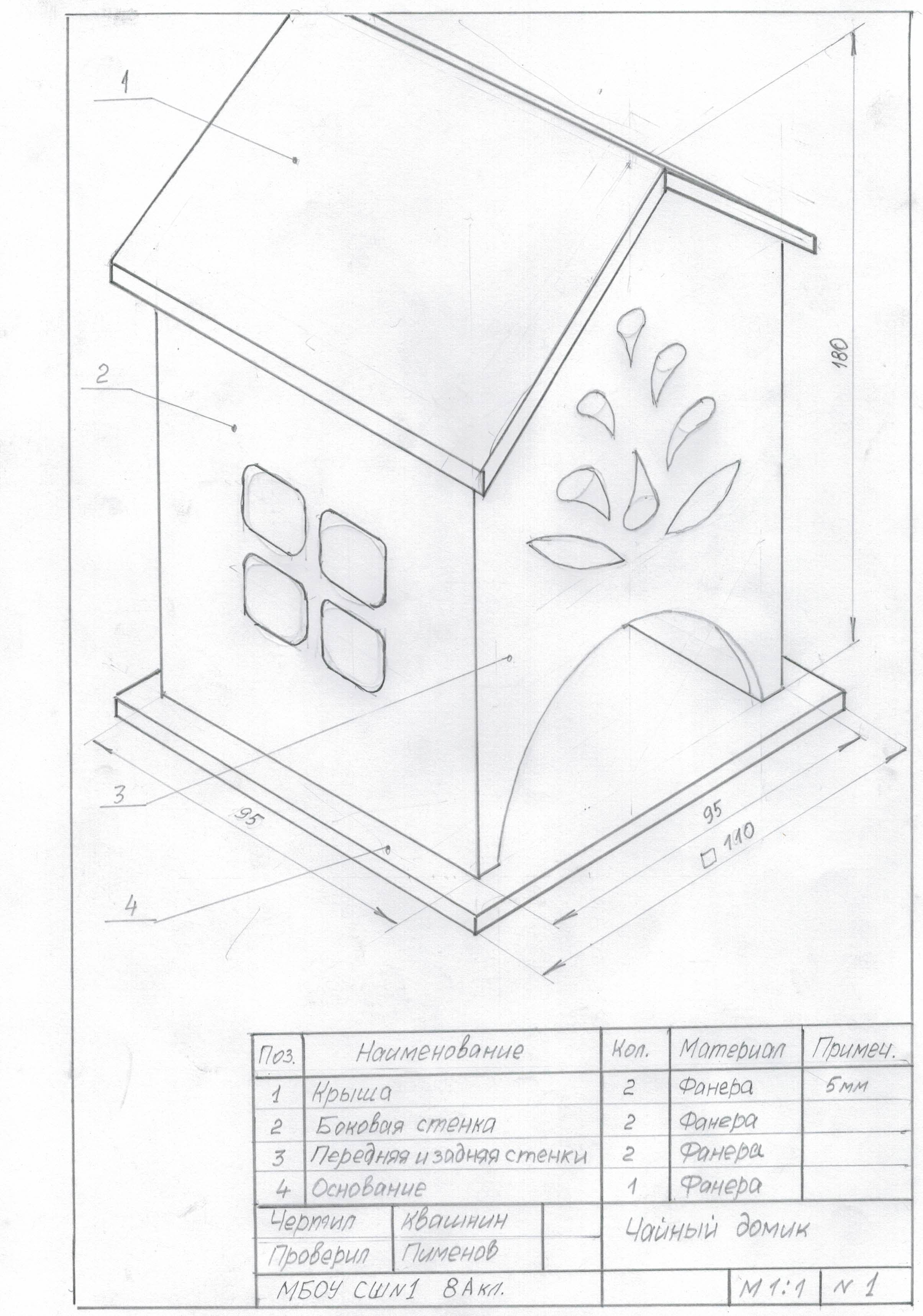 Чертеж чайного домика из фанеры
