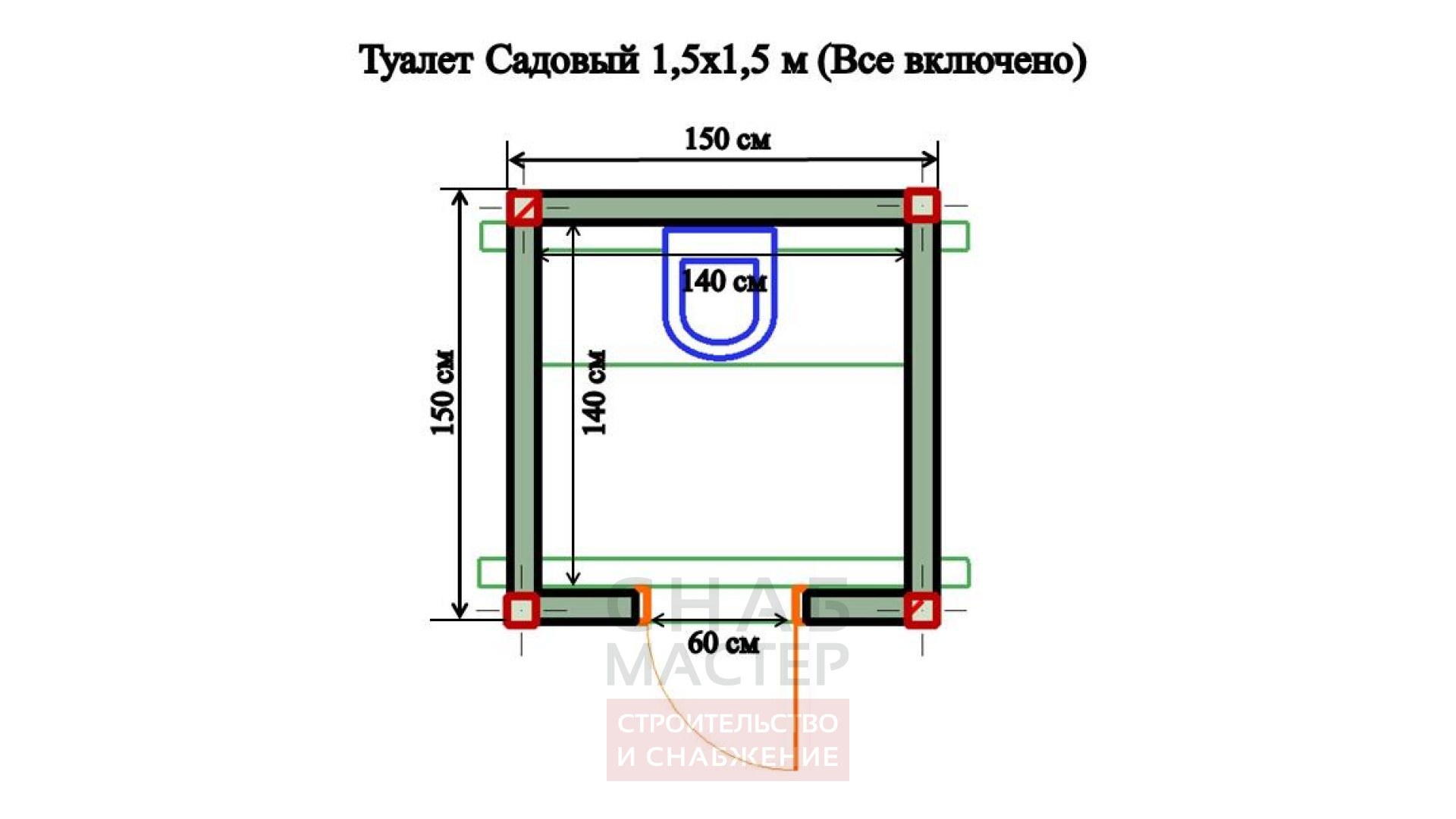 Размеры дачного туалета схема с двухскатной крышей