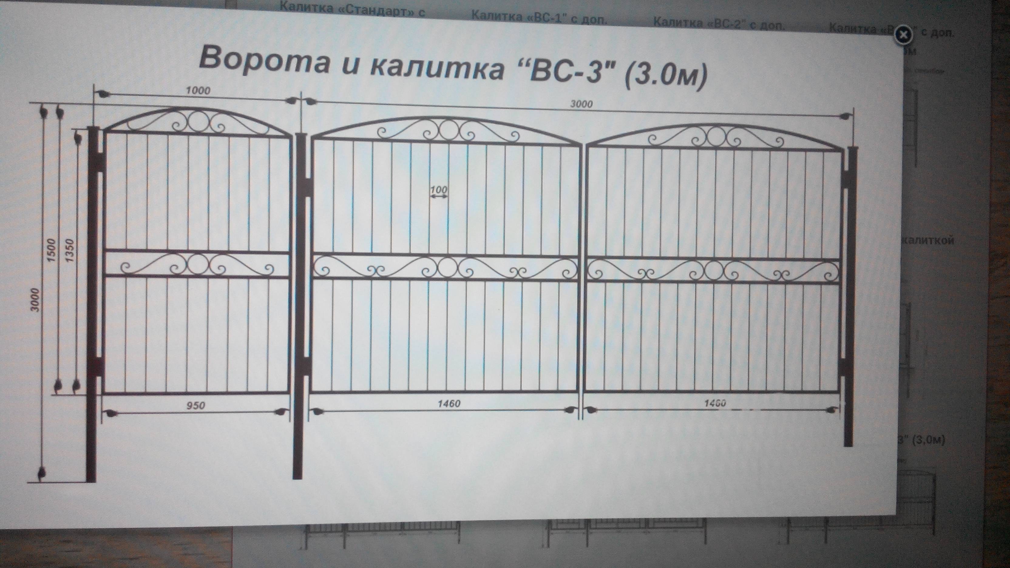 Чертежи ворот из профильной трубы с размерами