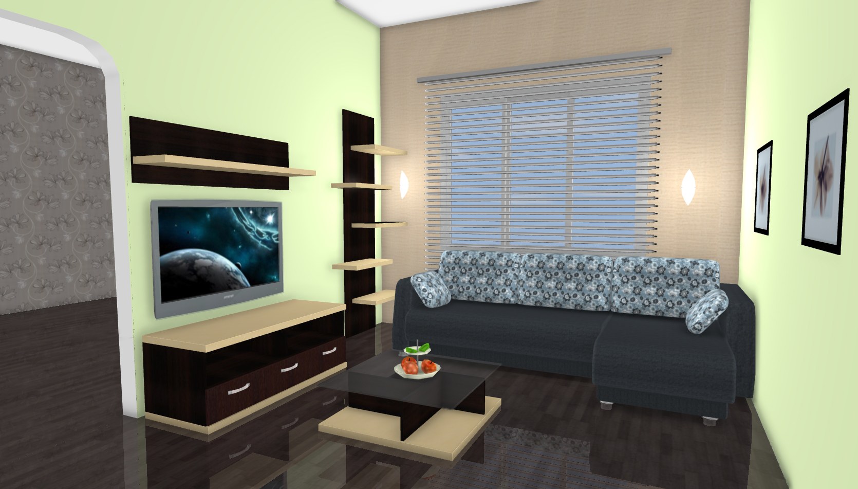 В которой можно расставить мебель. Комната с мебелью 3d. Моделирование комнаты с диваном.