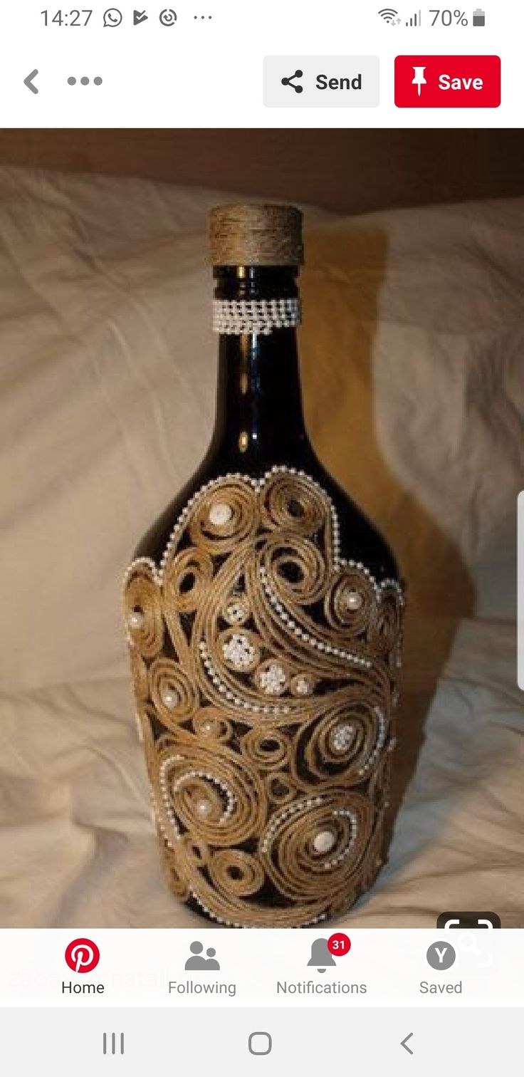 Джутовая филигрань на бутылках