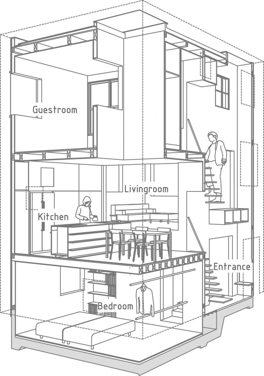 Японский современный дом чертеж