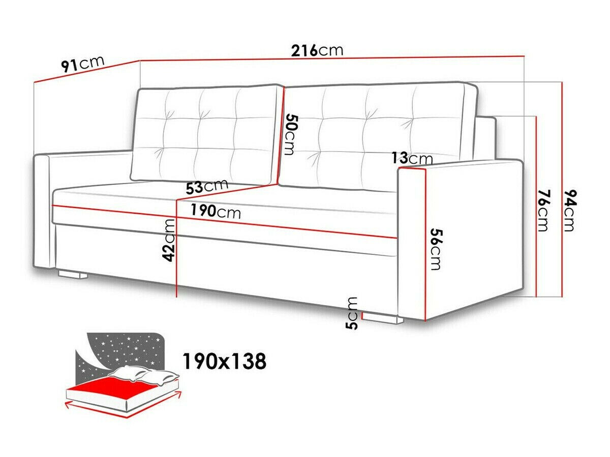 Размеры дивана в разложенном виде стандарт