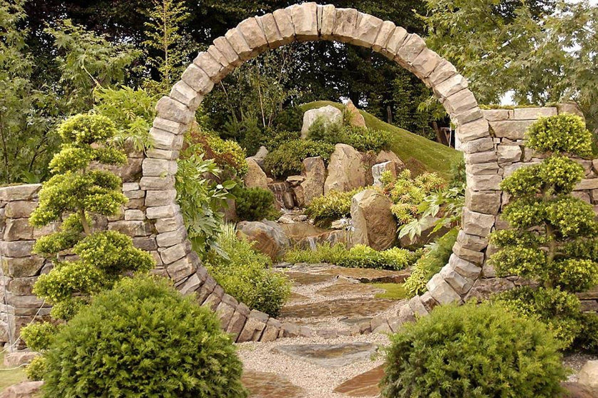 Естественный ландшафт. Пергола круглая Стоун. Каменный сад натуральный камень сад. Каменная арка в саду. Камни в ландшафте.