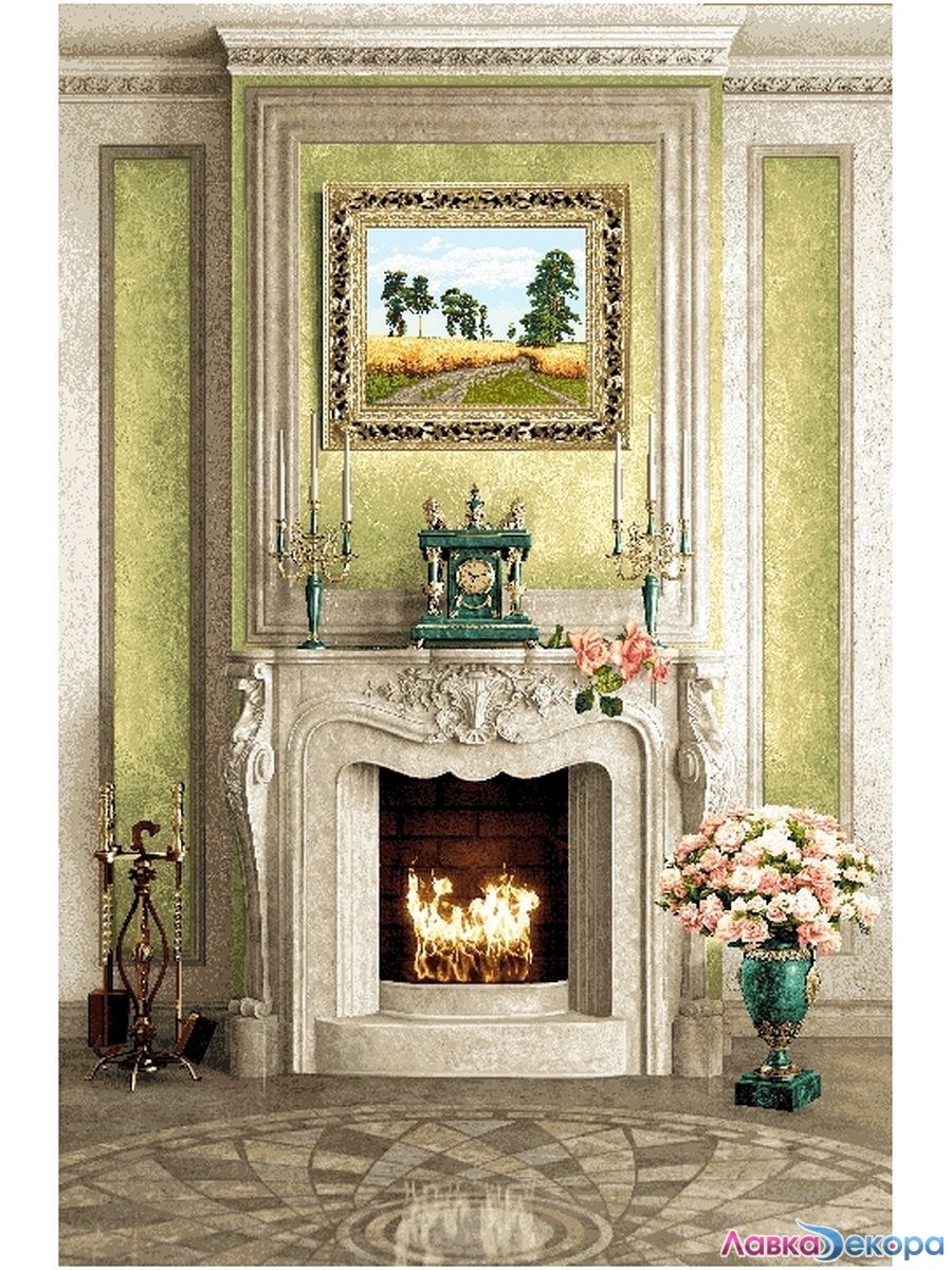 Красивый каменный камин