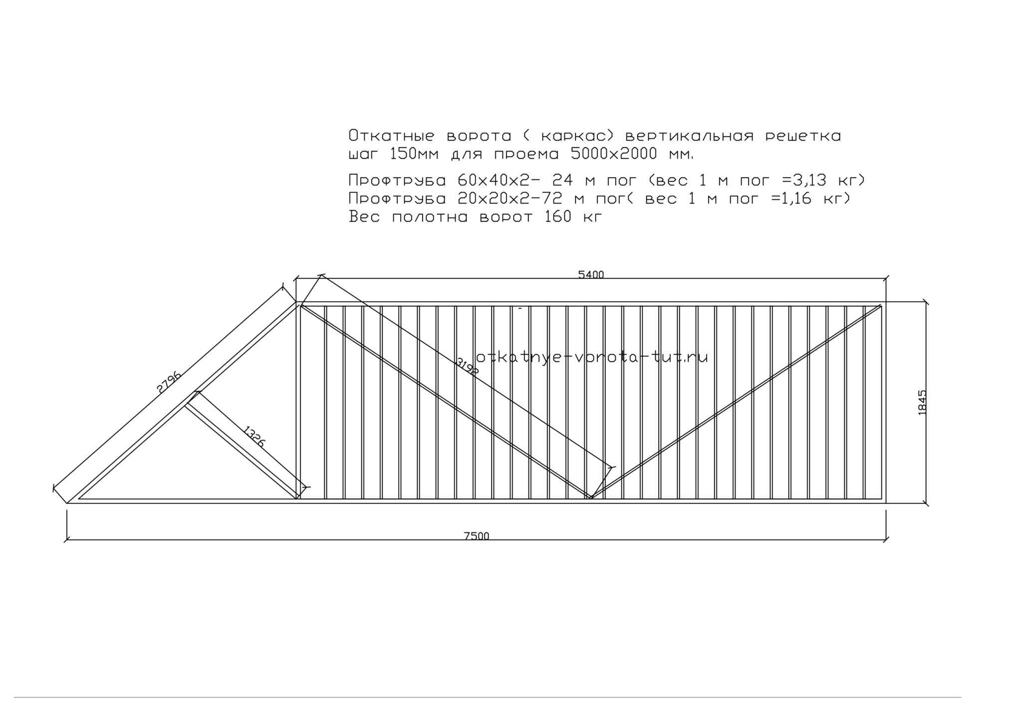 Откатные ворота самодельные чертежи