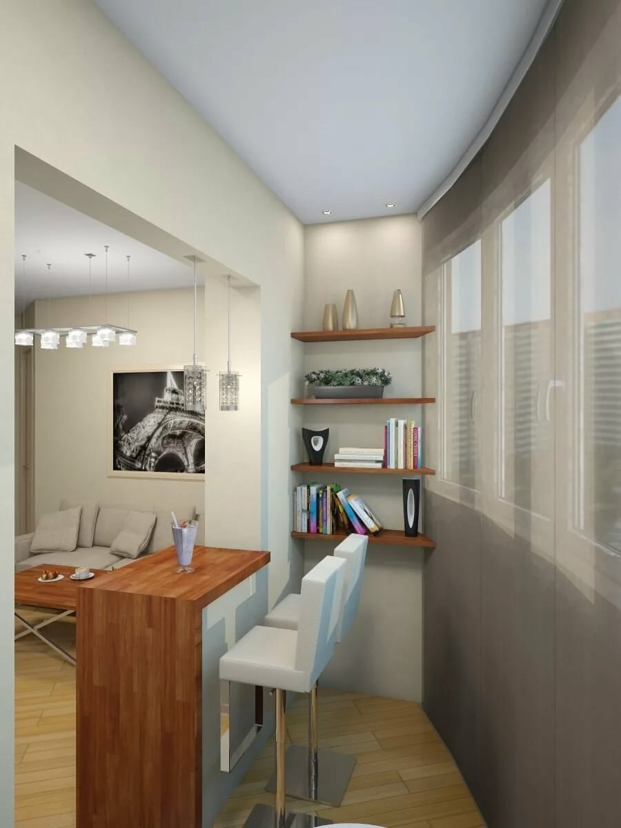 Интерьер комнаты с балконом