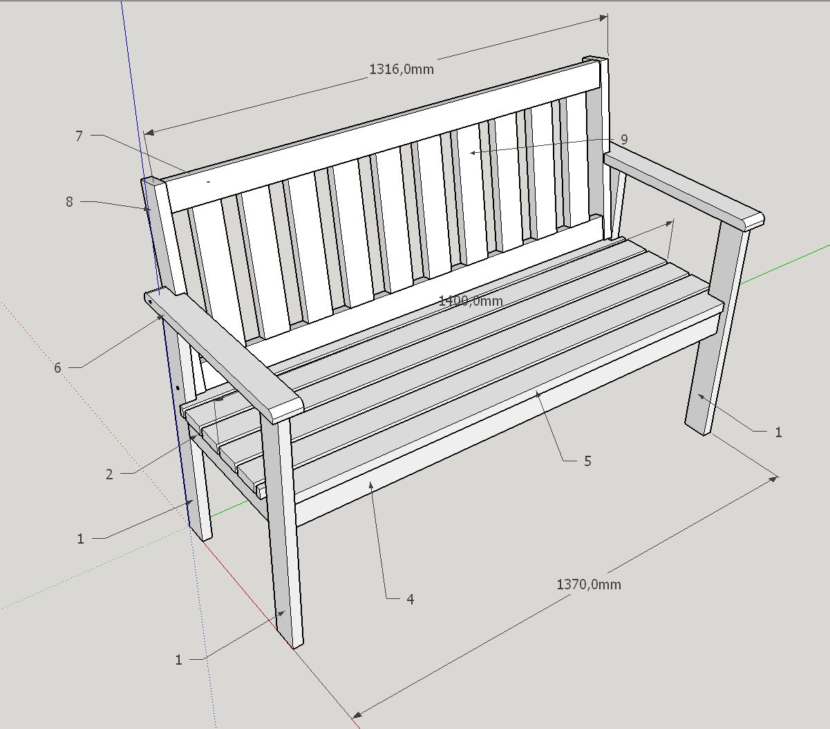 Деревянная садовая скамейка чертежи с размерами