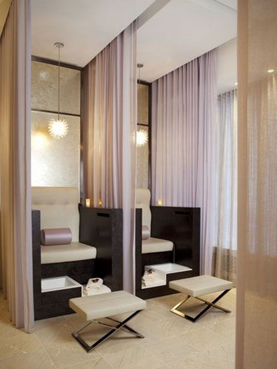 Зонирование салона красоты шторами