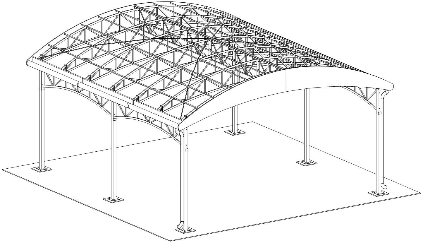 Нарисовать навес. Односкатный навес из профильной трубы 2700-5400. Навес 6 на 6 односкатный. Конструкция металлического навеса. Эскиз металлоконструкций.