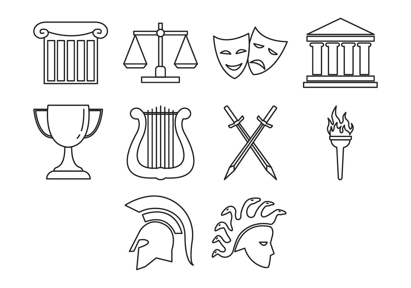 Изображение или символ какого нибудь предмета. Символы древней Греции. Театр в древней Греции символы. Символы античности. Античные иконки.