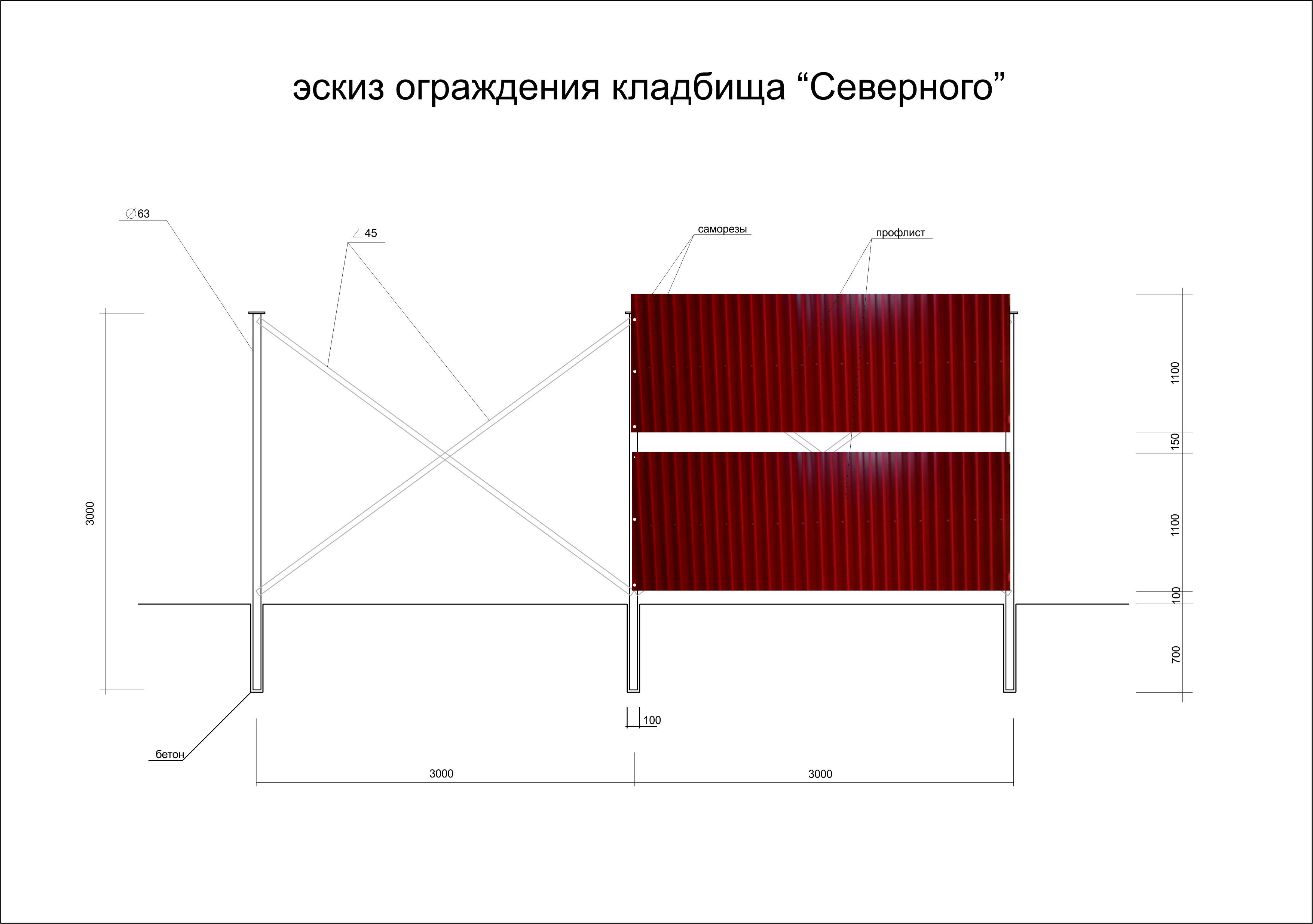 Проект забора из профнастила