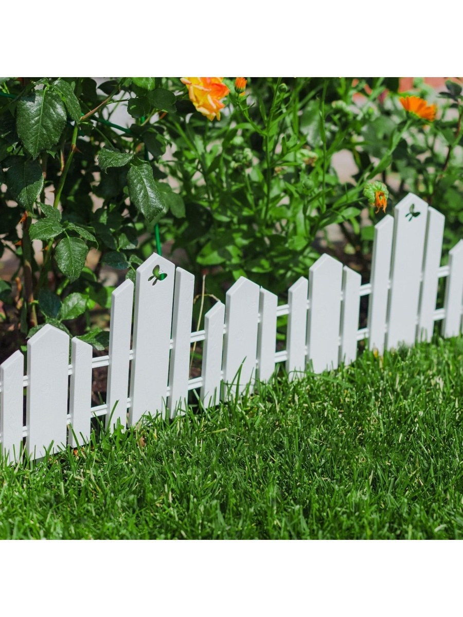 Ограждение декоративное, 25 × 170 см, 5 секций, пластик, «чудный сад»