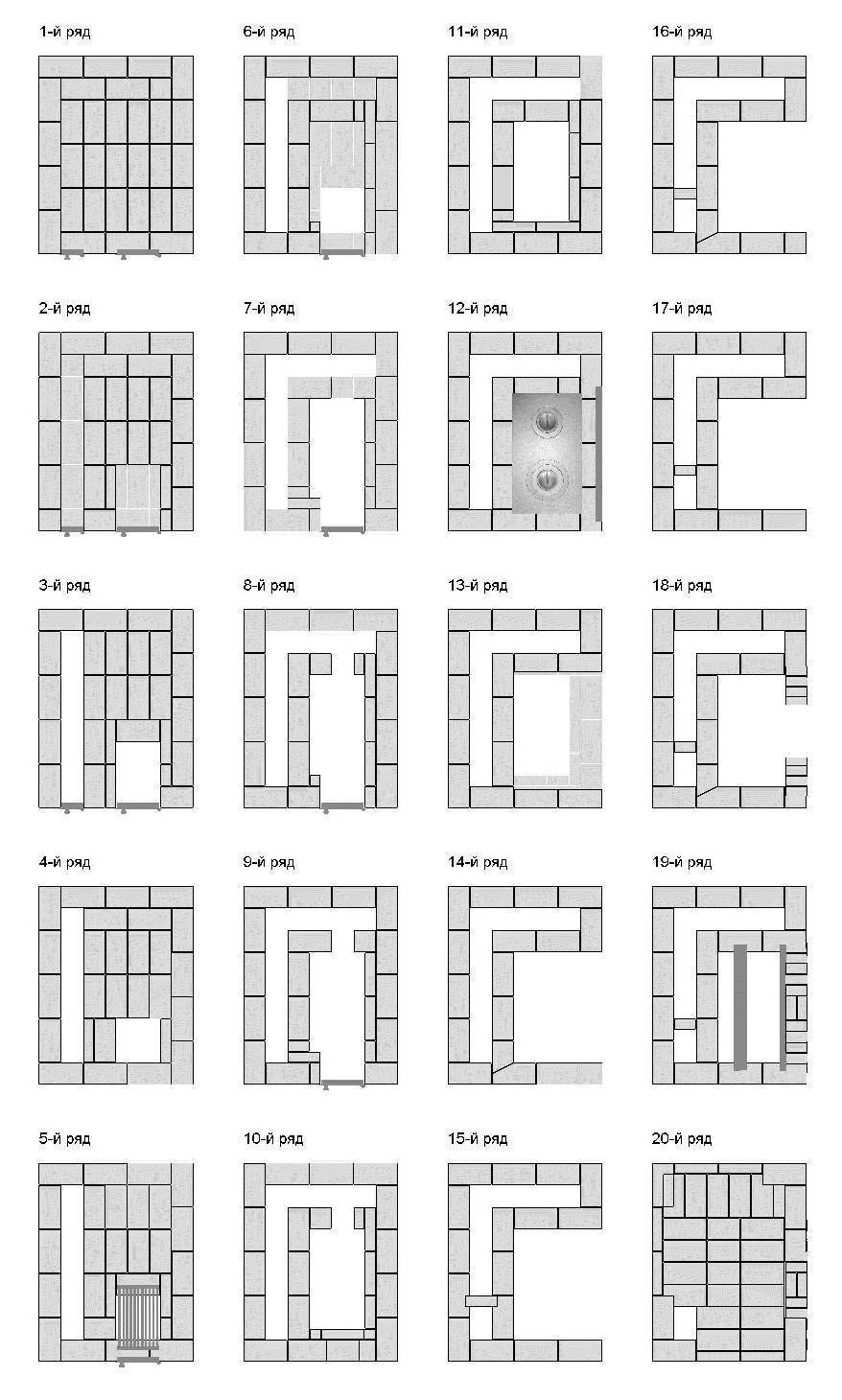 Печь отопительная дровяная для дома из кирпича порядовка и схема