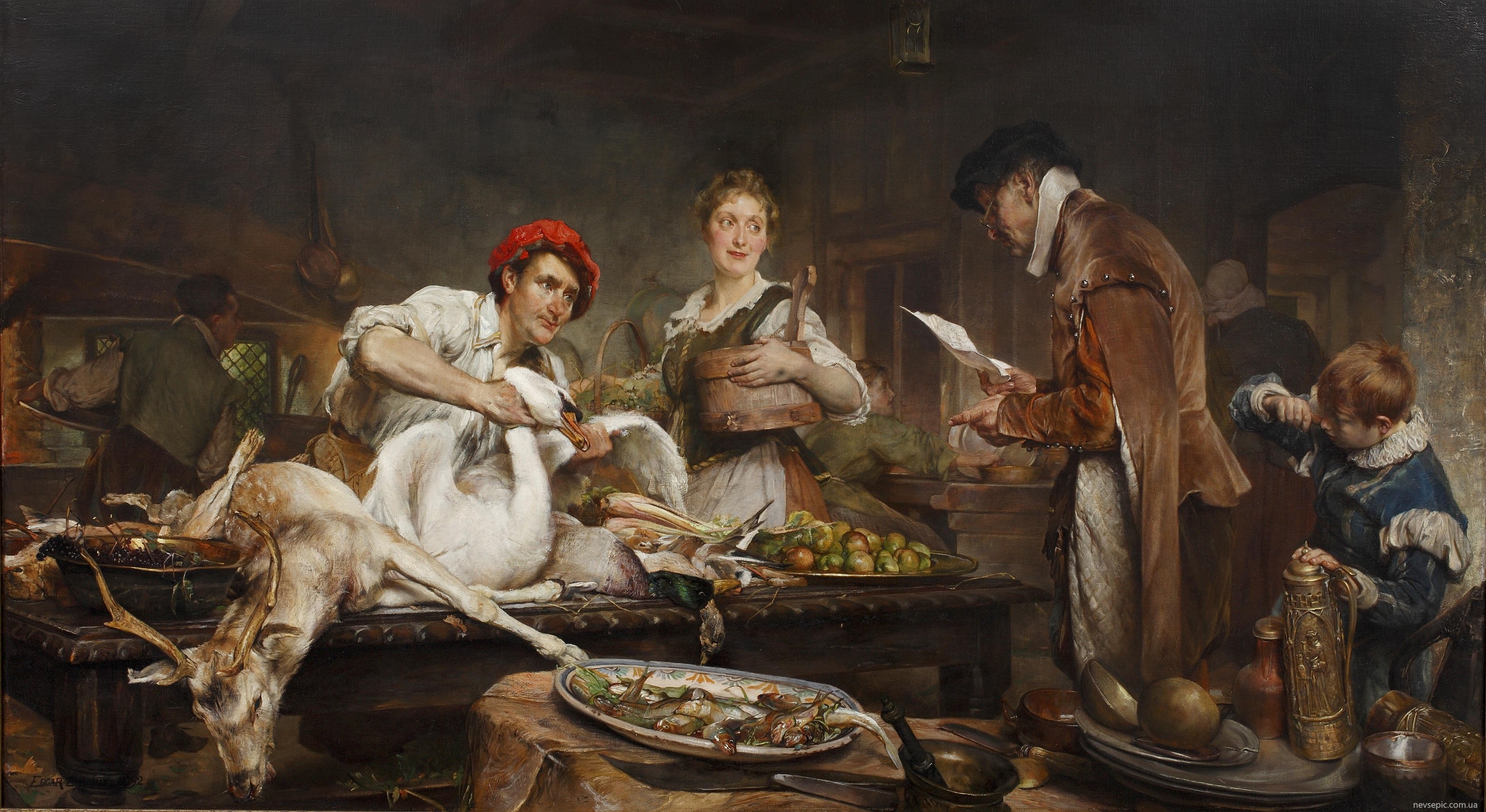 Что ели в 19 веке. Edgar Bundy. Edgar Bundy (1862-1922). Edgar Bundy художник повара на кухне 1862-1922. Пища бедняков 16 век Англия.
