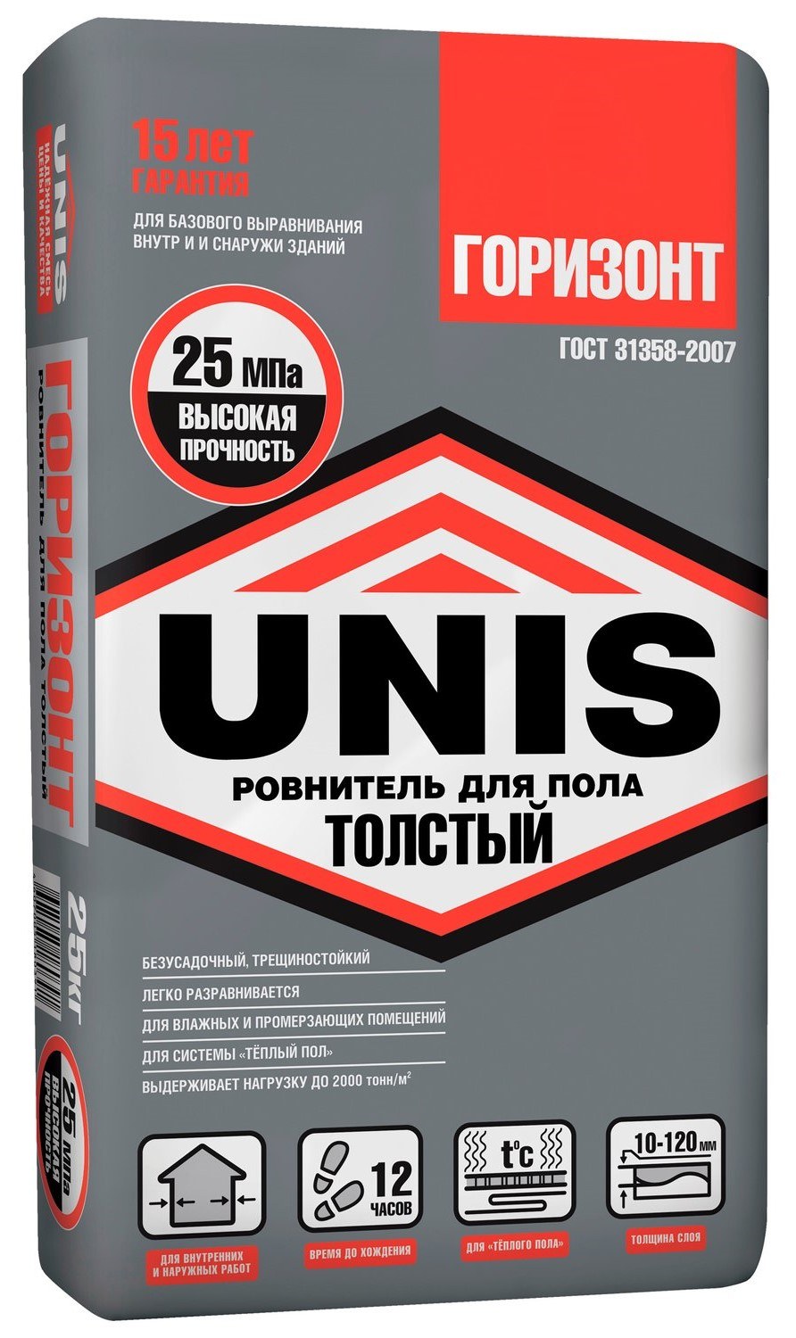 Unis Горизонт армиров. Стяжка ровнитель для пола 25кг(48)