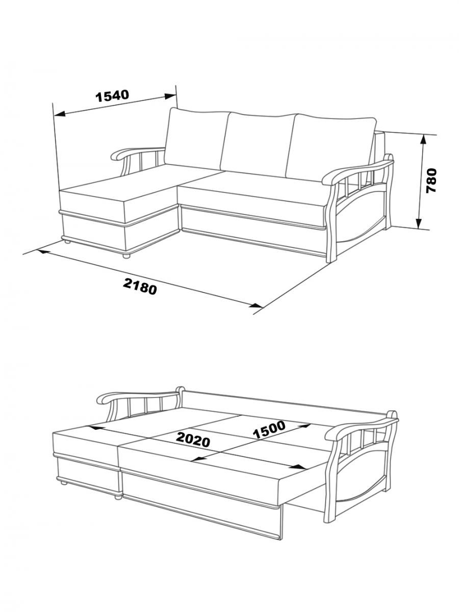 Угловой диван Размеры