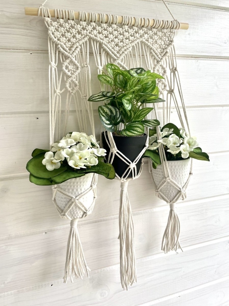 Макраме с подставкой для цветов