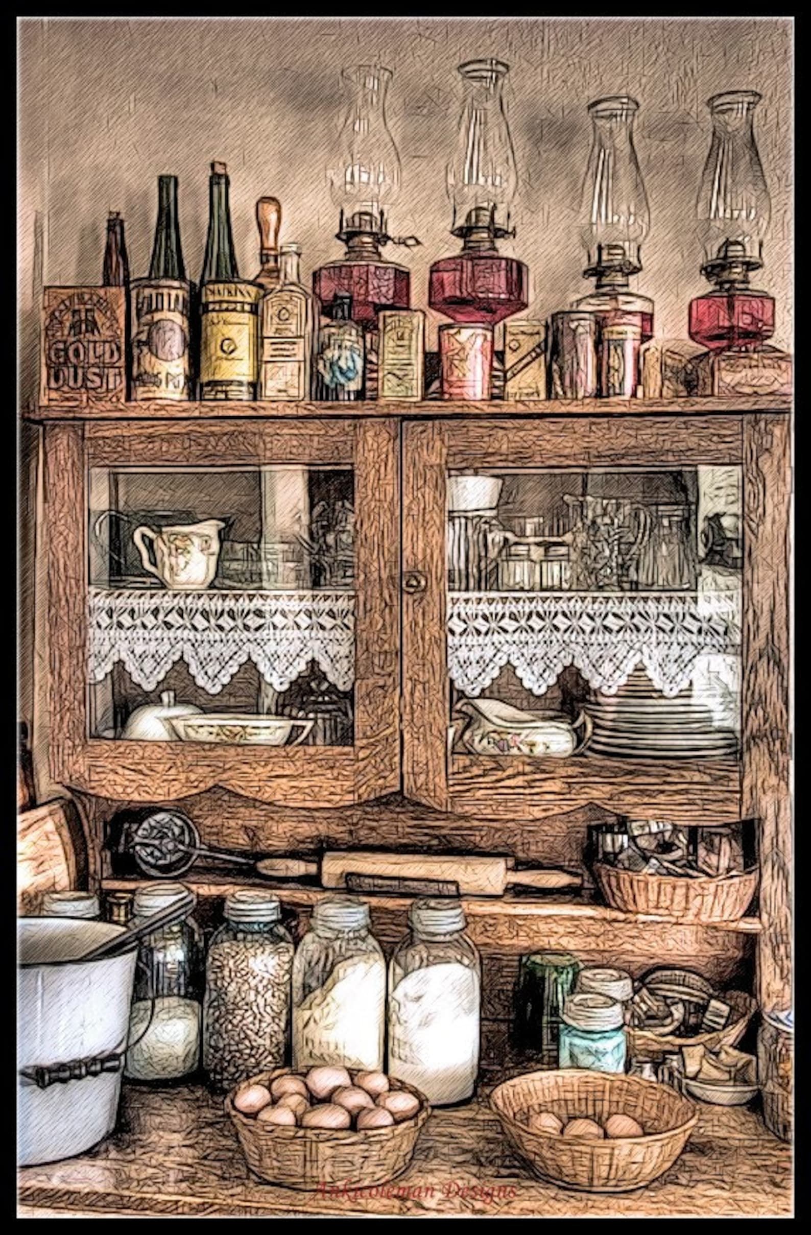 Кухонные полки в деревенском стиле