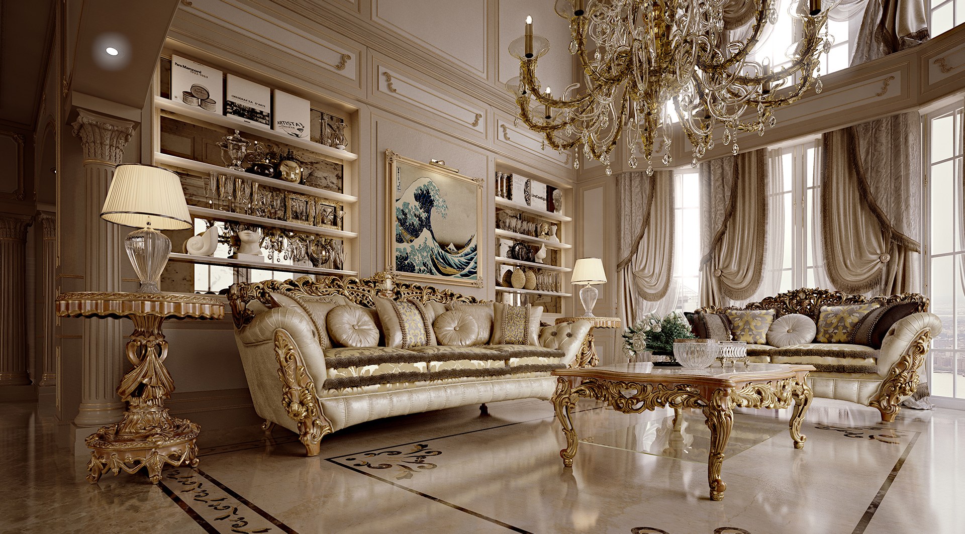 Стиль Версаль в интерьере гостиной