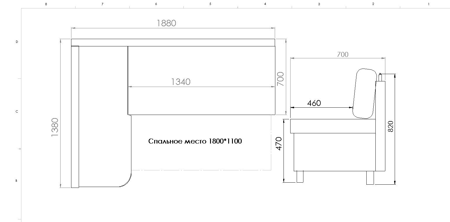 Угловой диван Логан чертеж