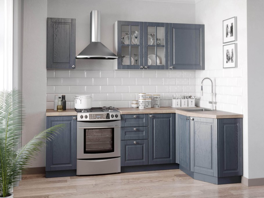 Кухня антрацит с деревом