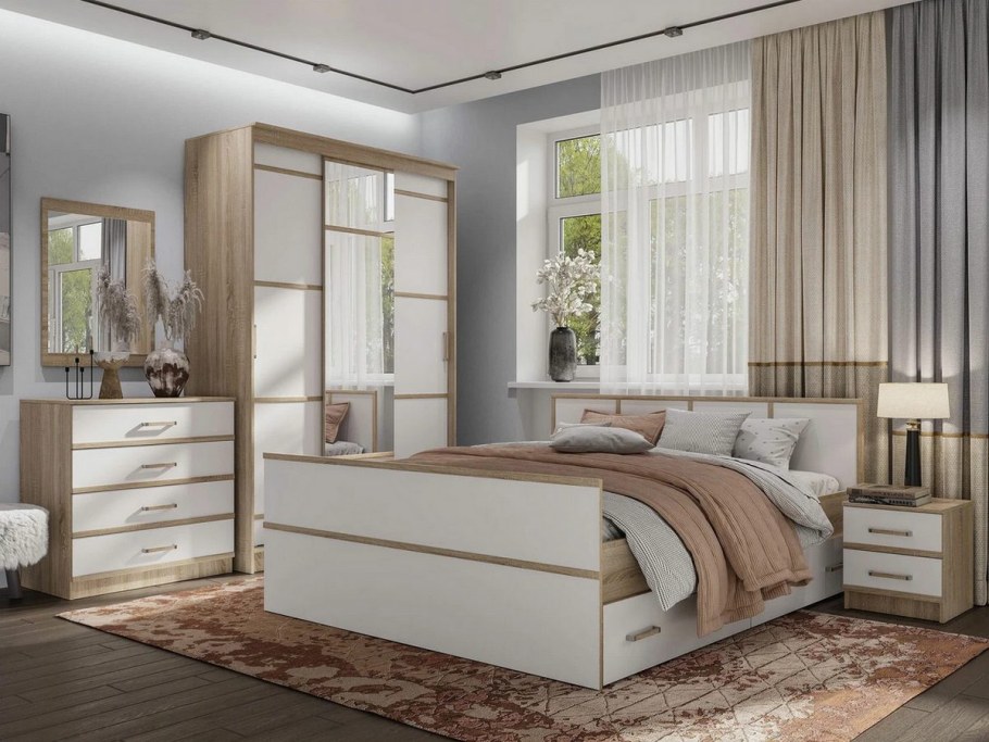 Кровать Сакура дуб сонома белый