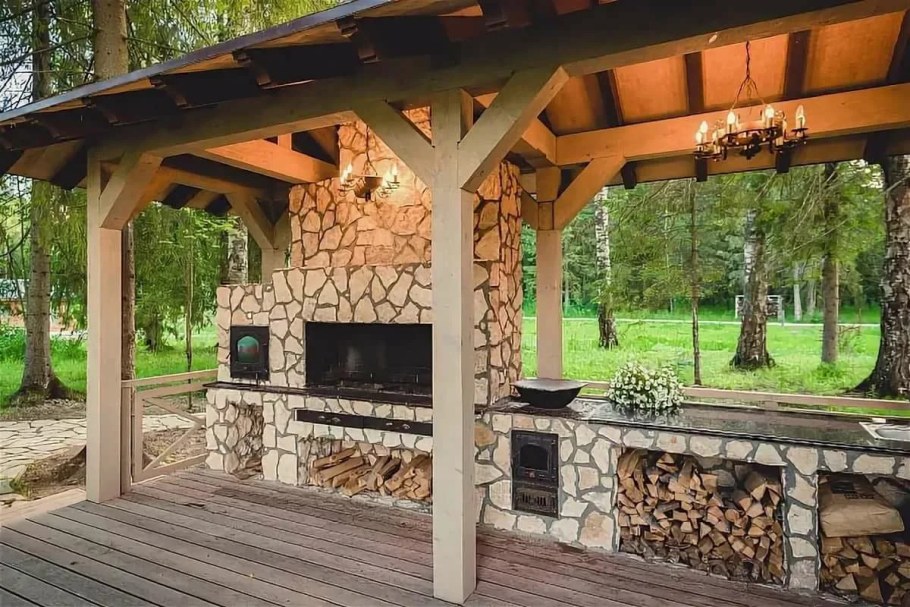 Беседки патио зона с мангалом